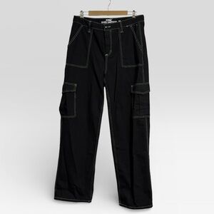 Women’s High Rise Black/Neon Green Cargo Pants